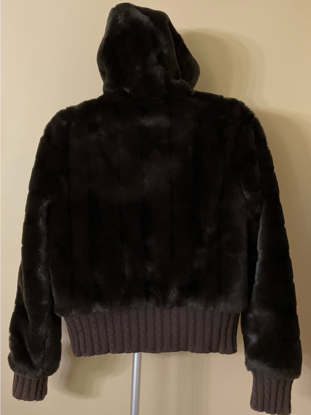 Juicy Couture Dark Brown Faux Fur Hooded Bomber Jacket - Picture 6 of 9